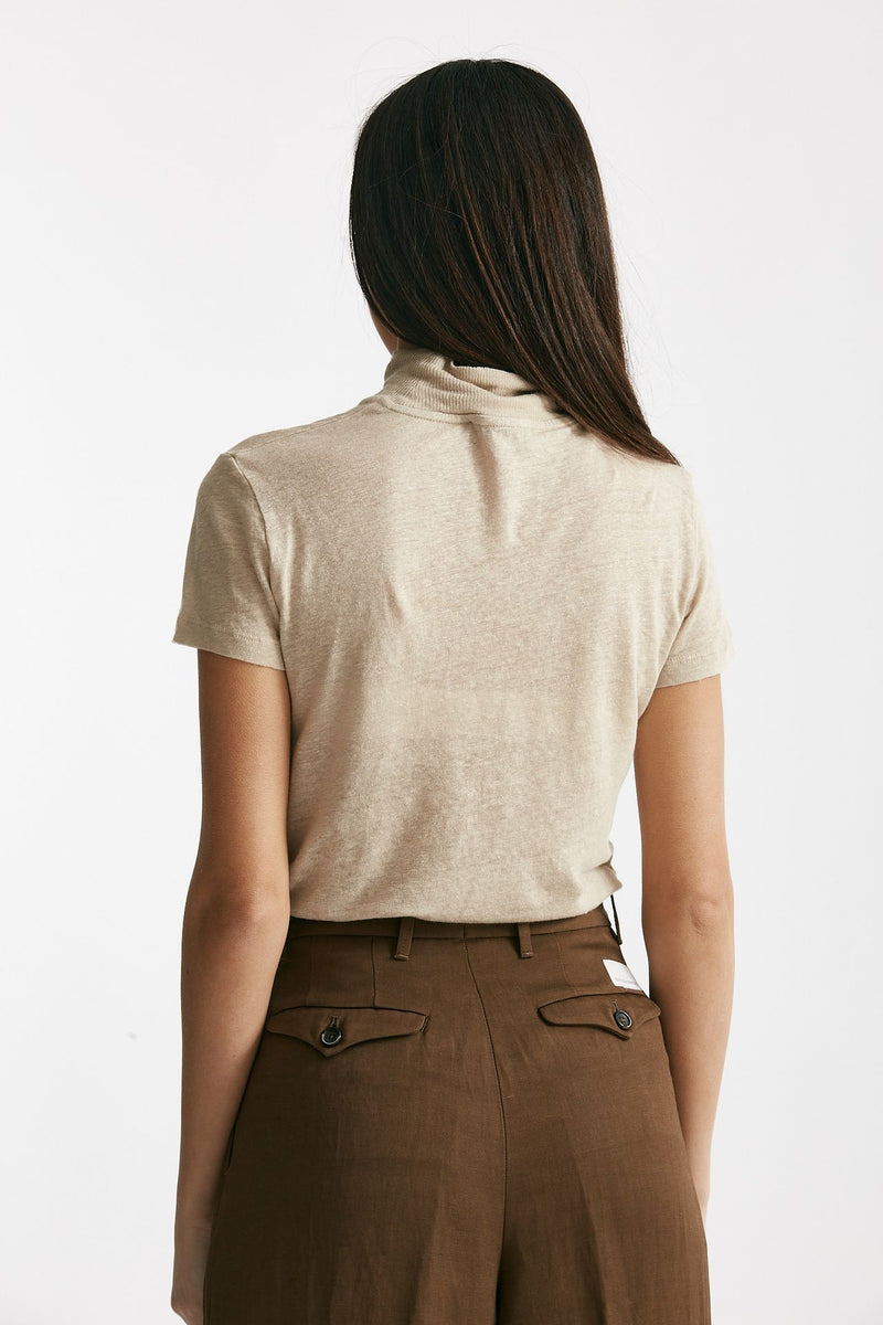 t-shirt collo alto in lino beige women Iro - 3