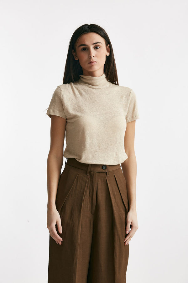 t-shirt collo alto in lino beige women Iro