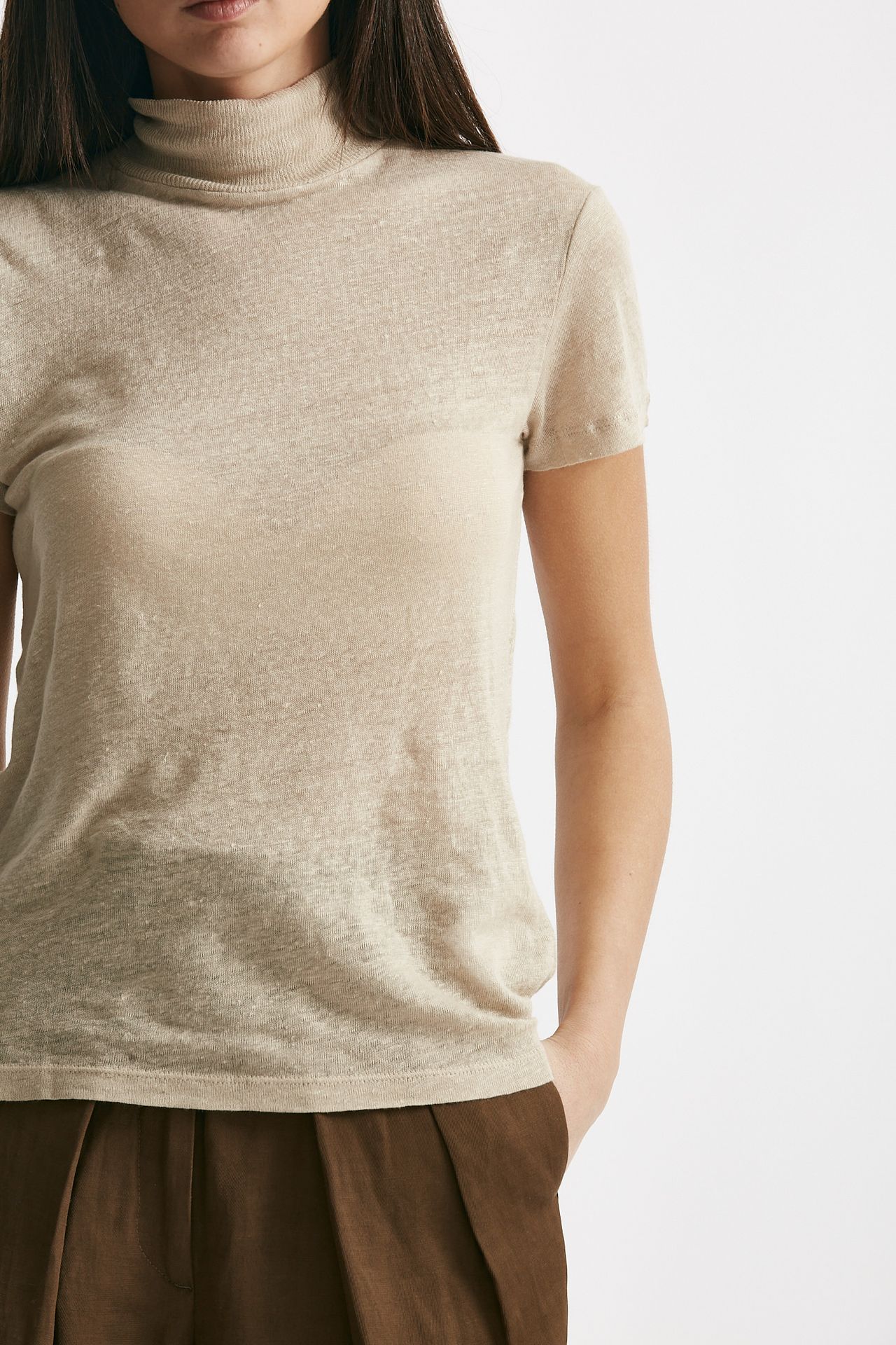 t-shirt collo alto in lino beige women Iro - 4