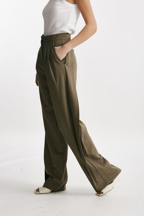 pantalone pinces vita alta con pinces kaki women Iro