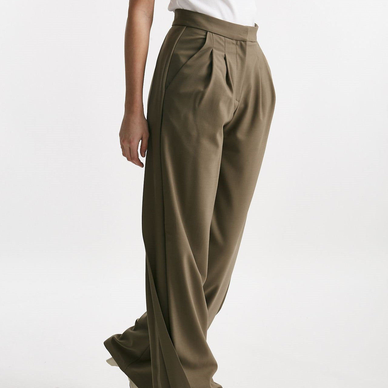 pantalone pinces vita alta con pinces kaki women Iro - 8