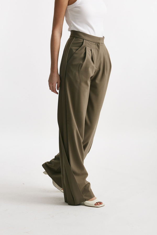 pantalone pinces vita alta con pinces kaki women Iro
