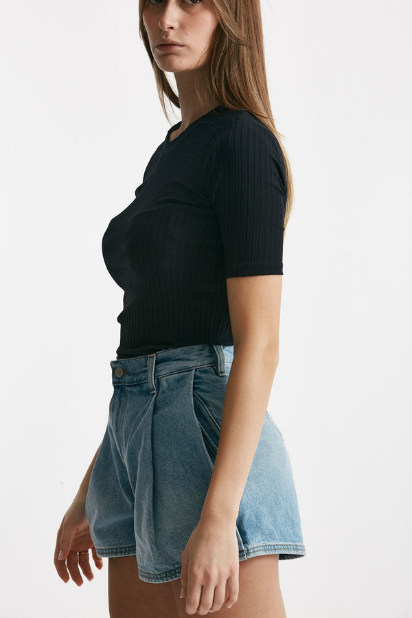 t-shirt a costine girocollo nero women Iro