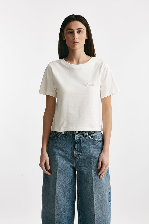 t-shirt con logo ricamato bianco women Laneus