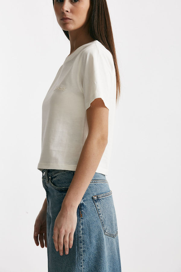 t-shirt con logo ricamato bianco women Laneus