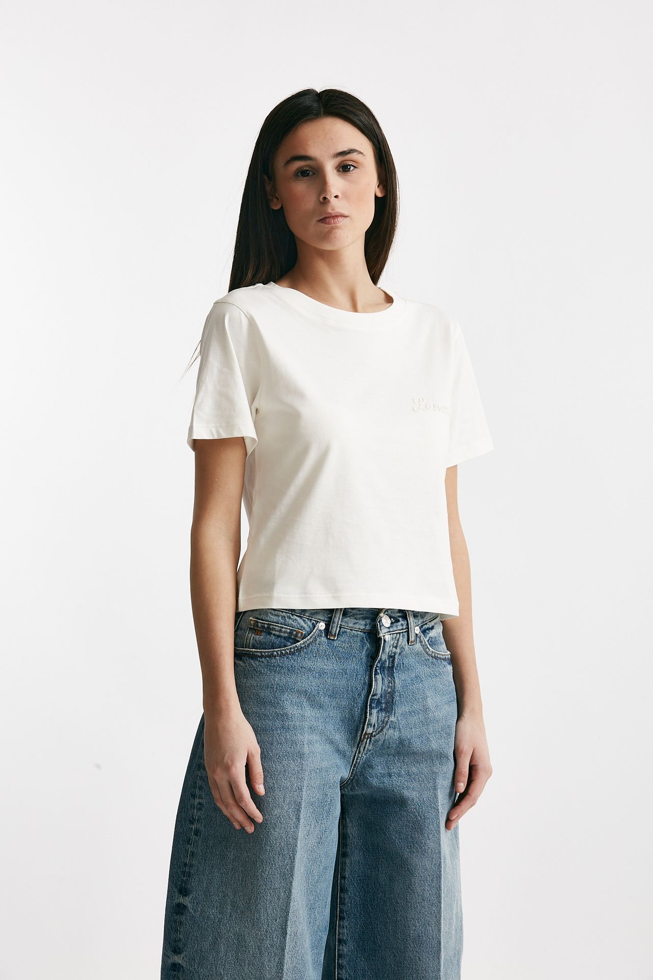 t-shirt con logo ricamato bianco women Laneus - 4