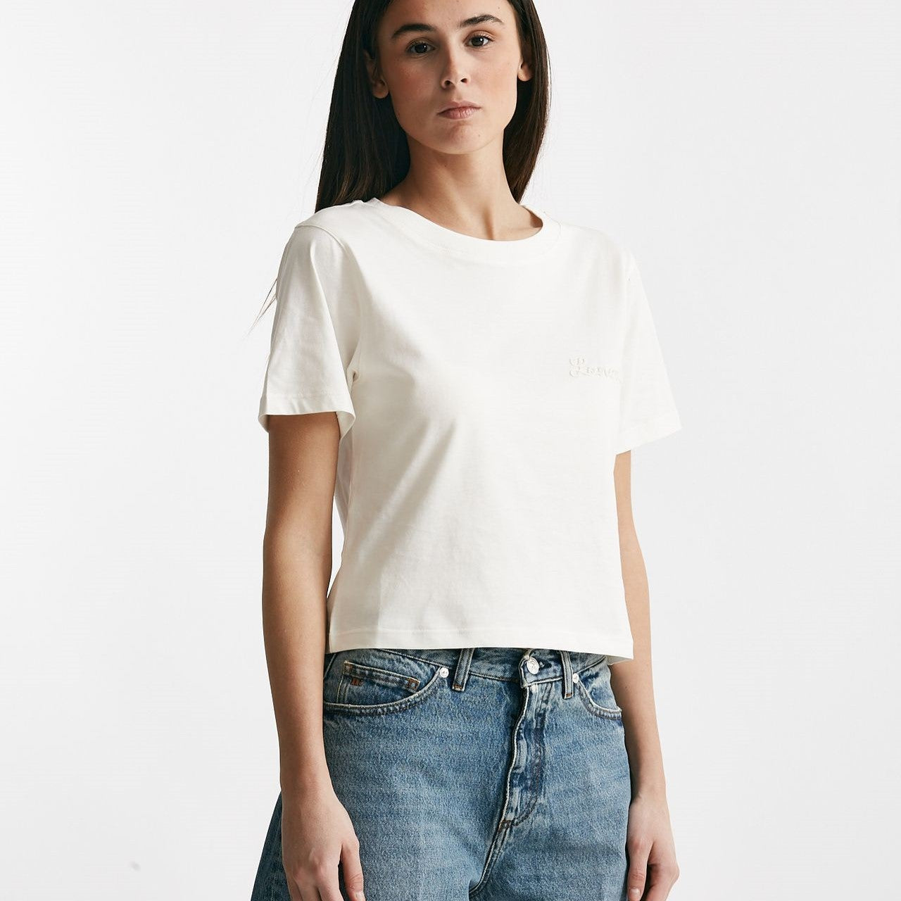 t-shirt con logo ricamato bianco women Laneus - 7