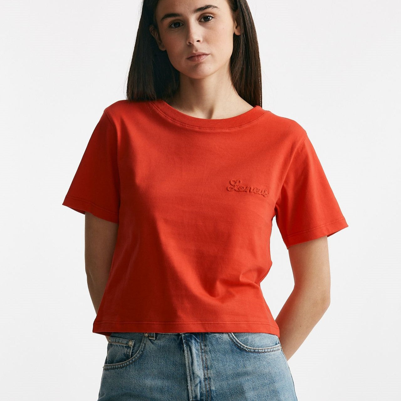 t-shirt con logo ricamato rosso women Laneus - 6