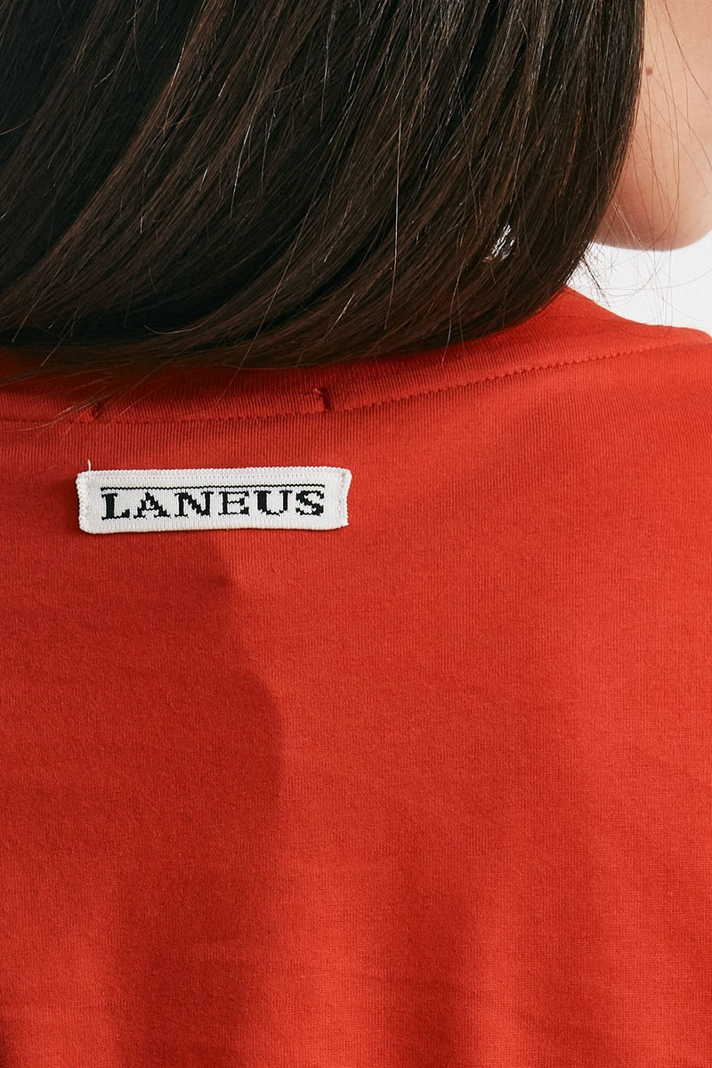 t-shirt con logo ricamato rosso women Laneus - 3