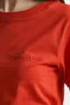 t-shirt con logo ricamato rosso women Laneus - 5