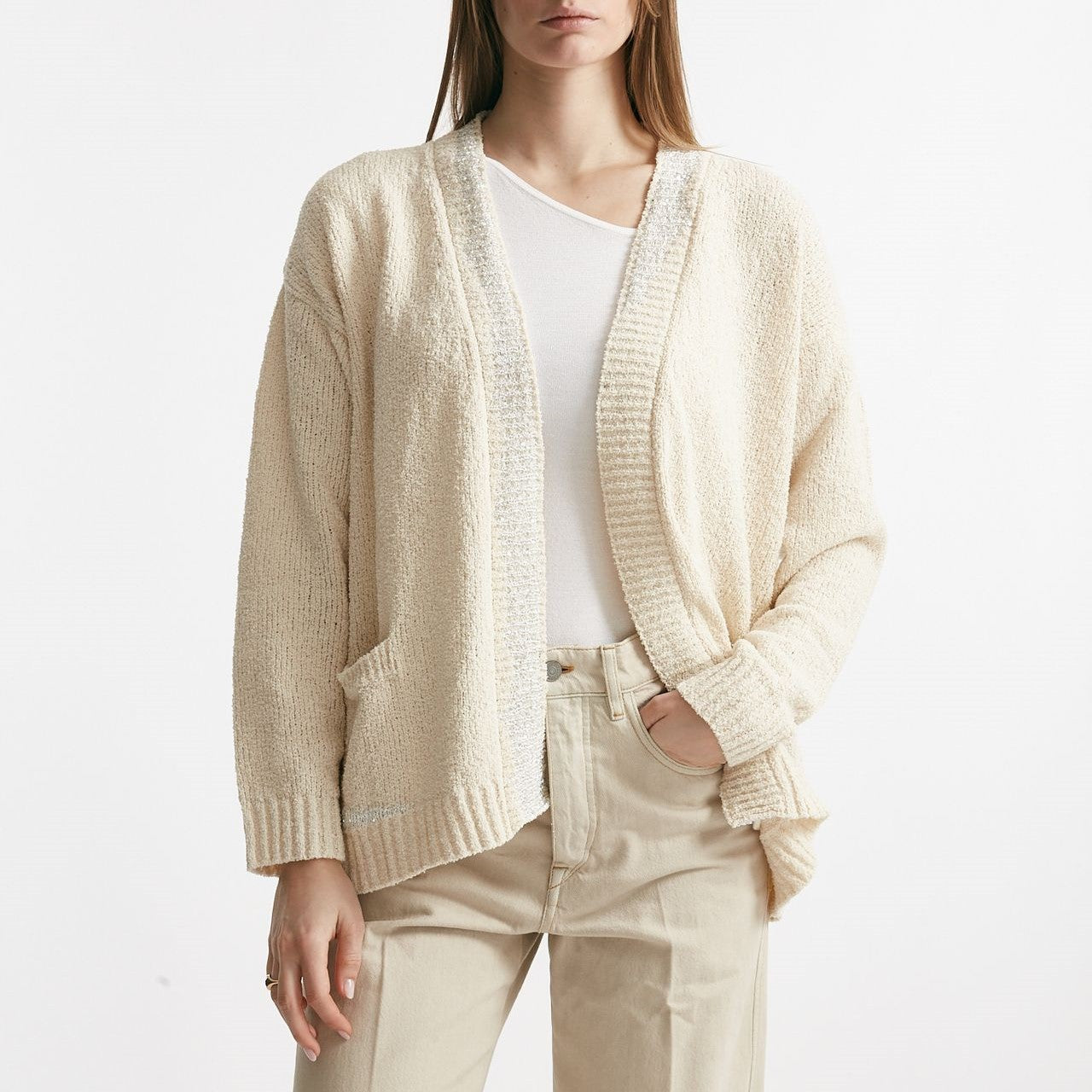 cardigan ciniglia jaquard panna over women Laneus - 7