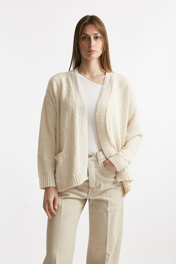 cardigan ciniglia jaquard panna over women Laneus