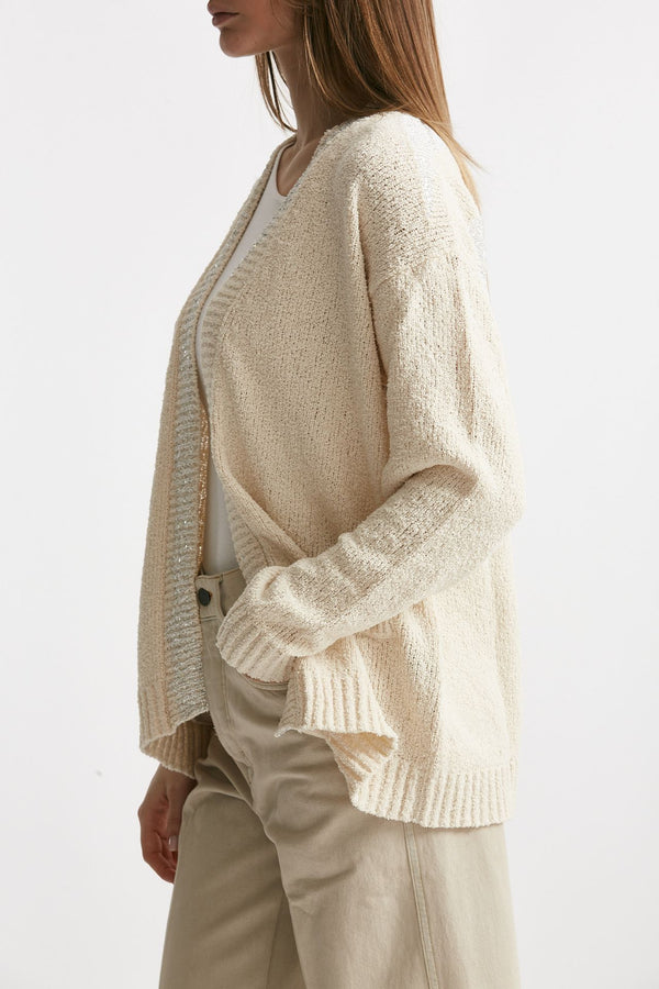 cardigan ciniglia jaquard panna over women Laneus