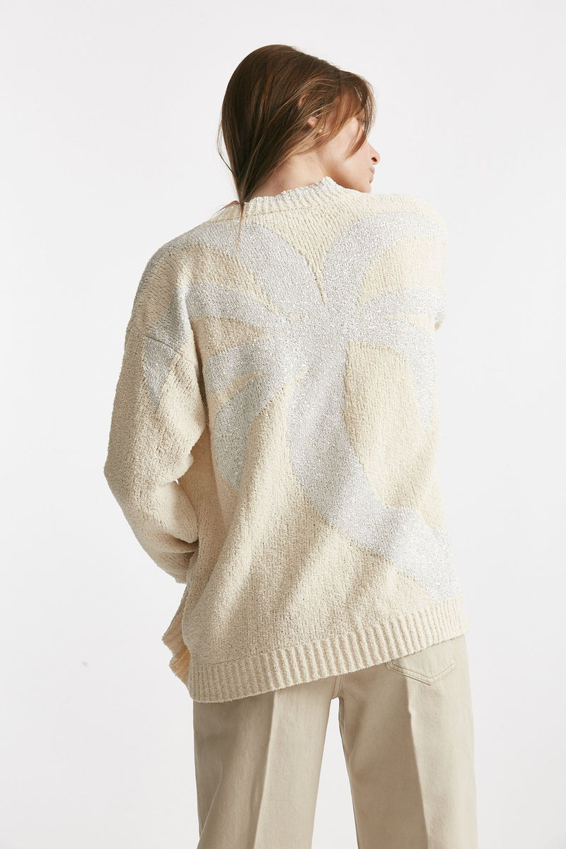 cardigan ciniglia jaquard panna over women Laneus - 3