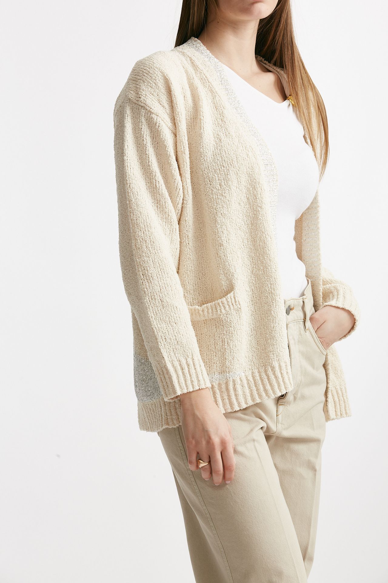 cardigan ciniglia jaquard panna over women Laneus - 4