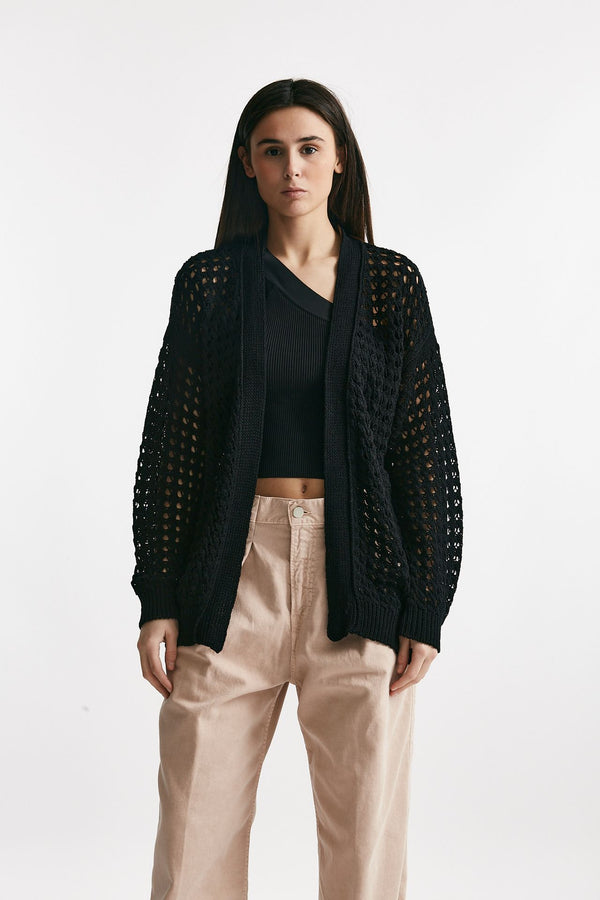 cardigan traforato nero women Laneus