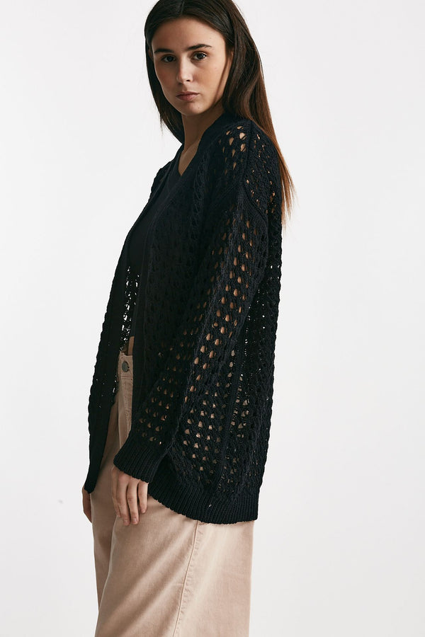 cardigan traforato nero women Laneus