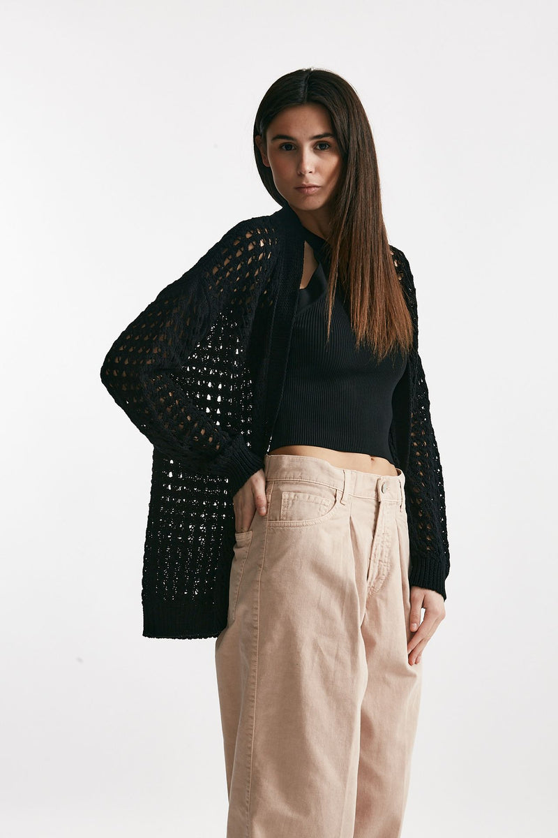 cardigan traforato nero women Laneus - 4