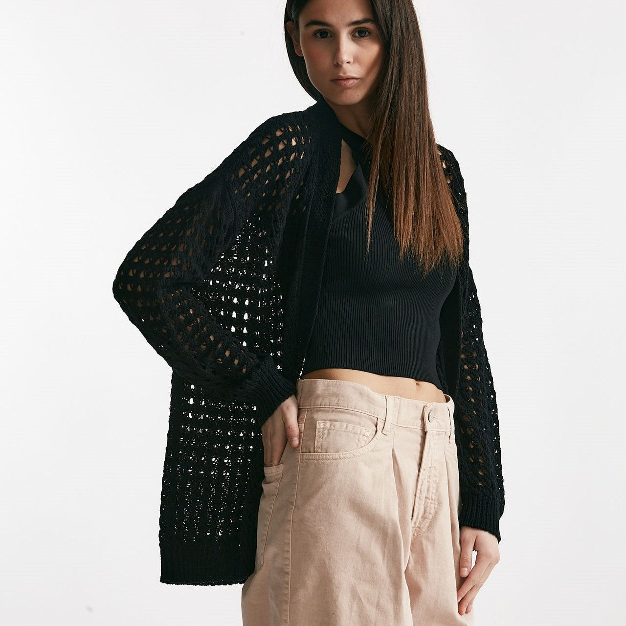 cardigan traforato nero women Laneus - 6