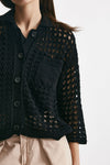cardigan traforato a costine nero women Laneus - 5