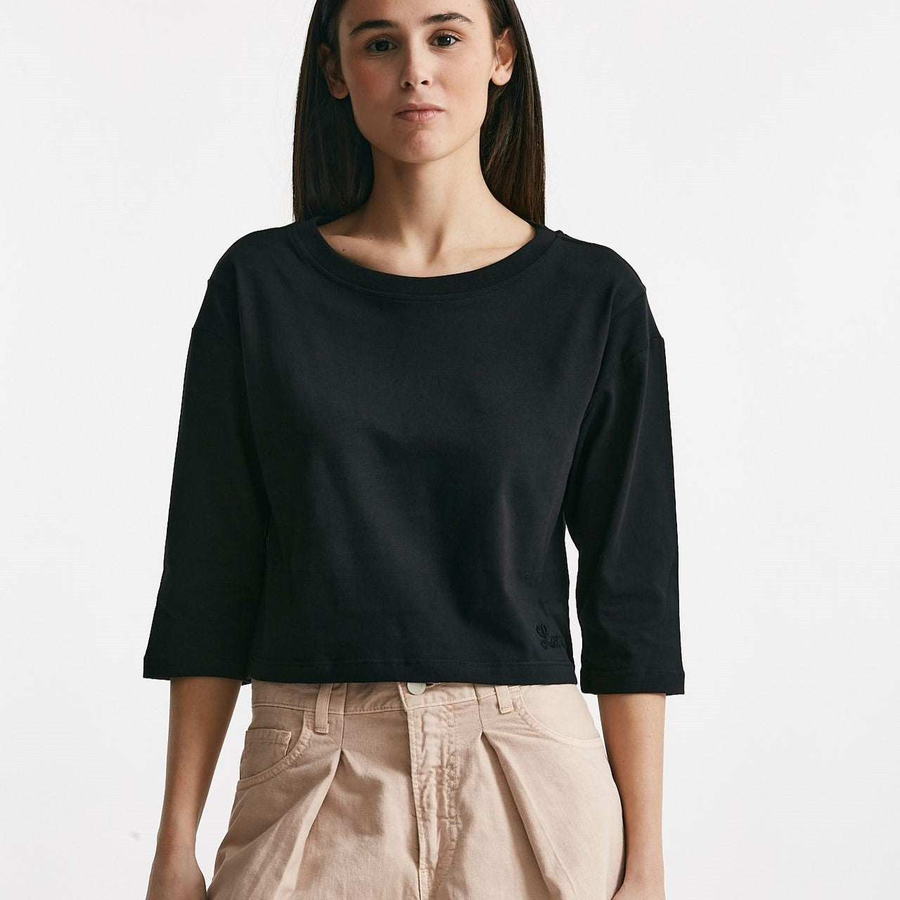 t-shirt crop nero women Laneus - 6