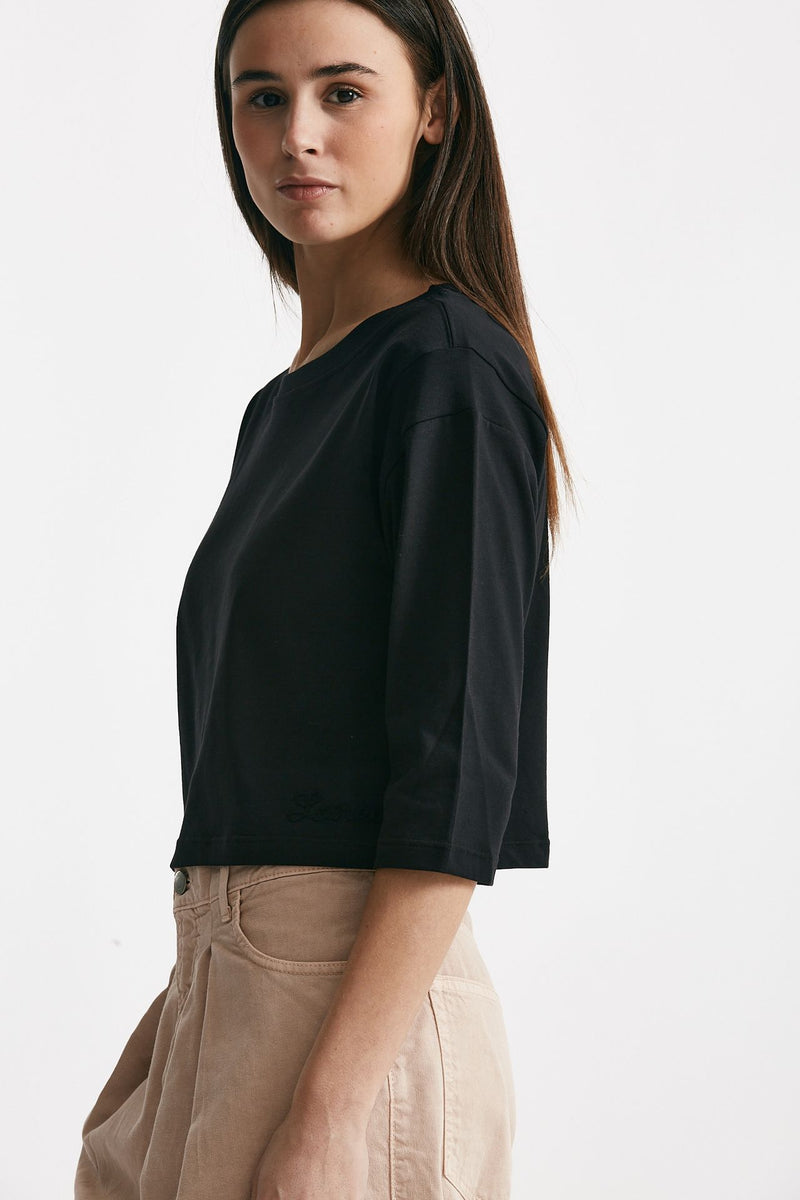 t-shirt crop nero women Laneus - 2