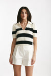 maglia polo rigata panna e nera women Laneus - 1