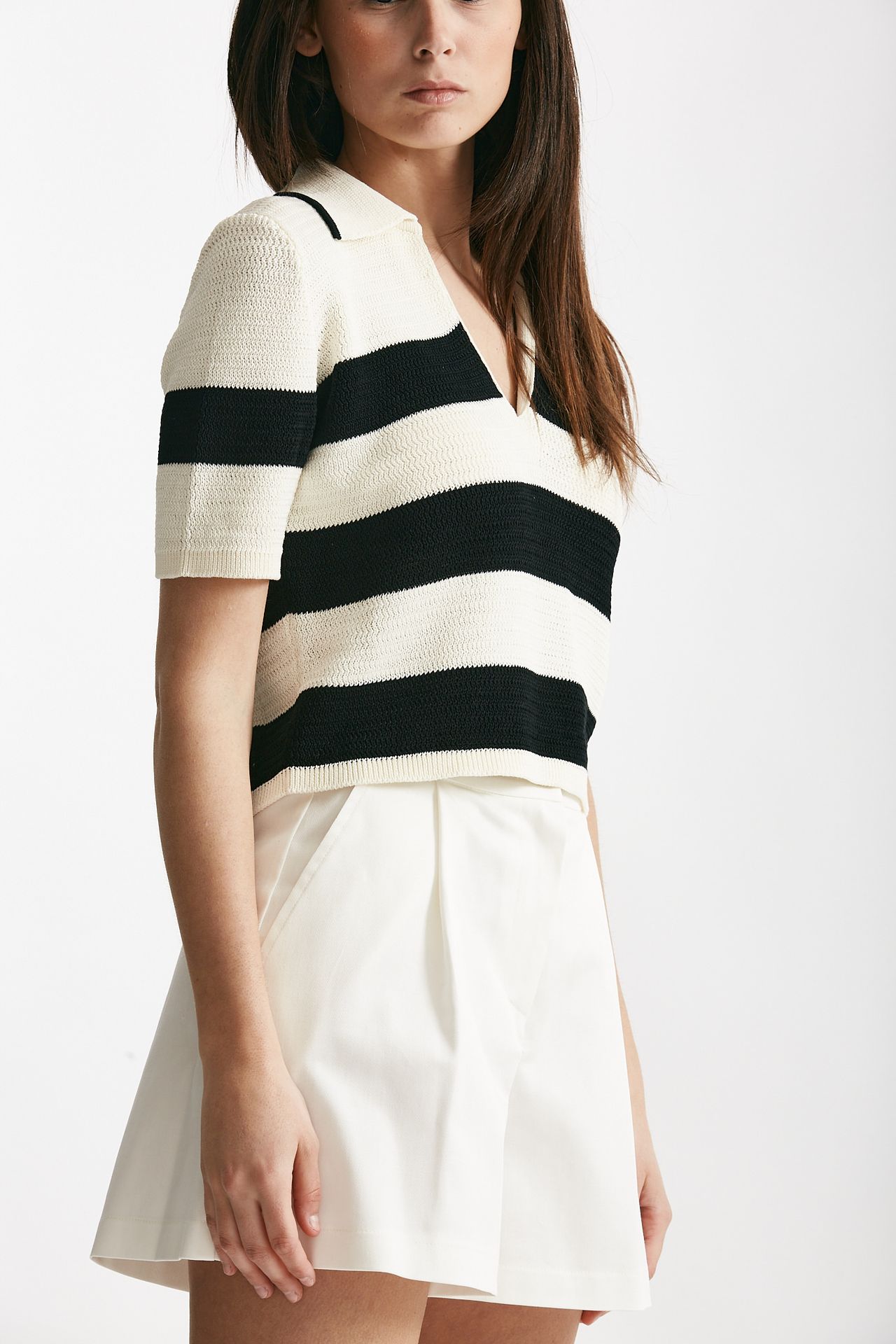 maglia polo rigata panna e nera women Laneus - 4