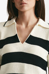 maglia polo rigata panna e nera women Laneus - 5