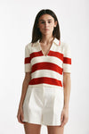 maglia polo rigata panna e rossa women Laneus - 1