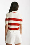 maglia polo rigata panna e rossa women Laneus - 3