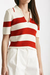 maglia polo rigata panna e rossa women Laneus - 4
