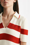 maglia polo rigata panna e rossa women Laneus - 5