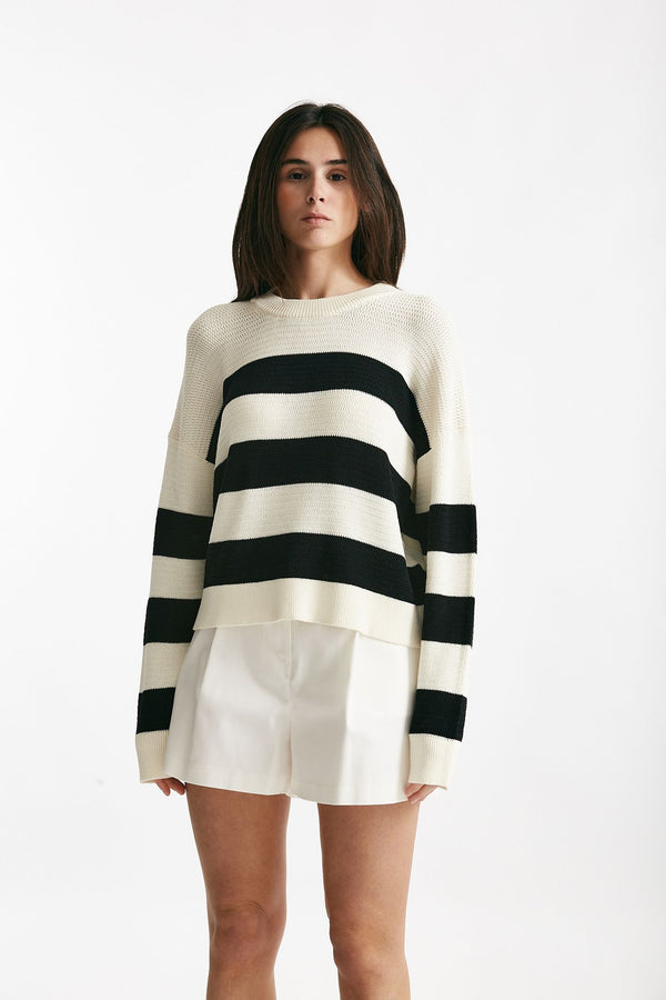 maglia rigata panna e nera women Laneus