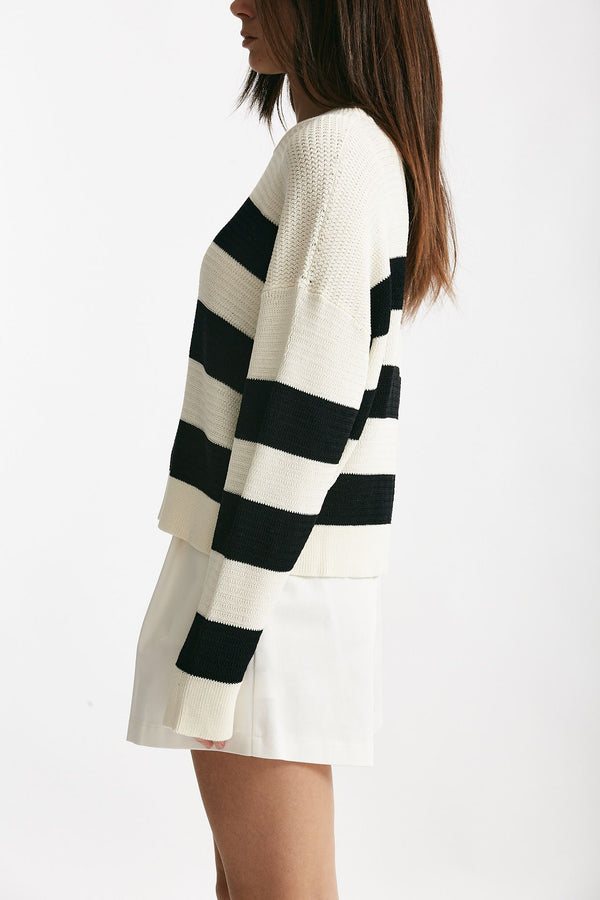 maglia rigata panna e nera women Laneus
