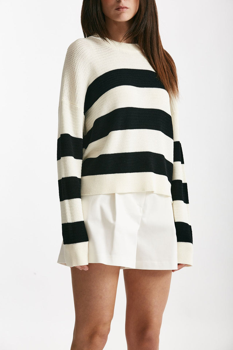 maglia rigata panna e nera women Laneus - 4