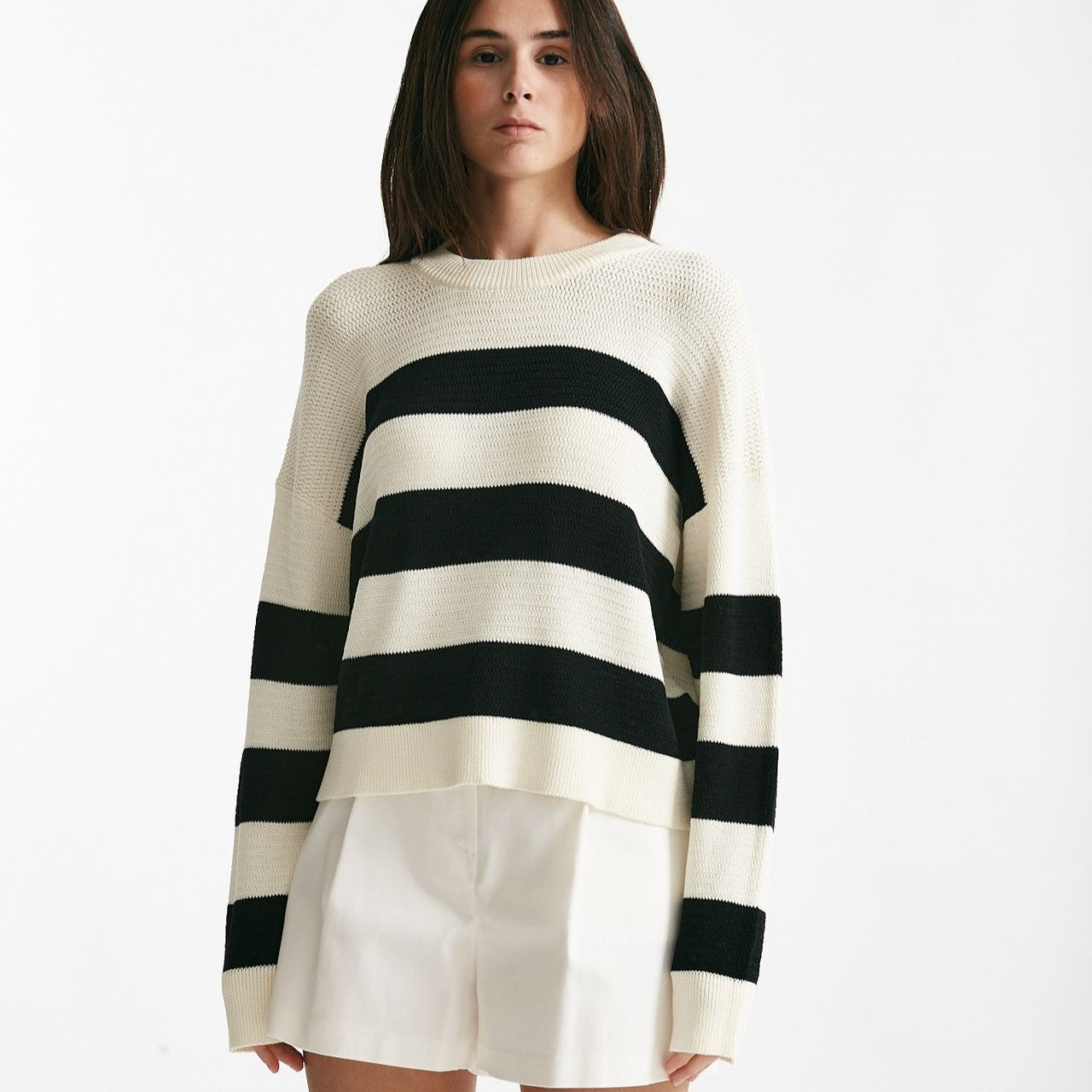 maglia rigata panna e nera women Laneus - 7