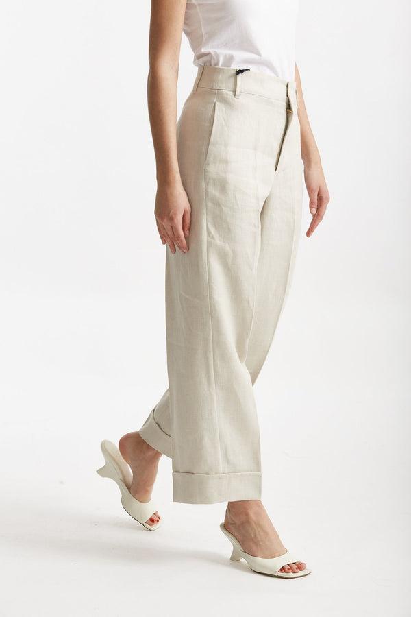 pantalone in tela di lino anselmo sabbia women Max mara s