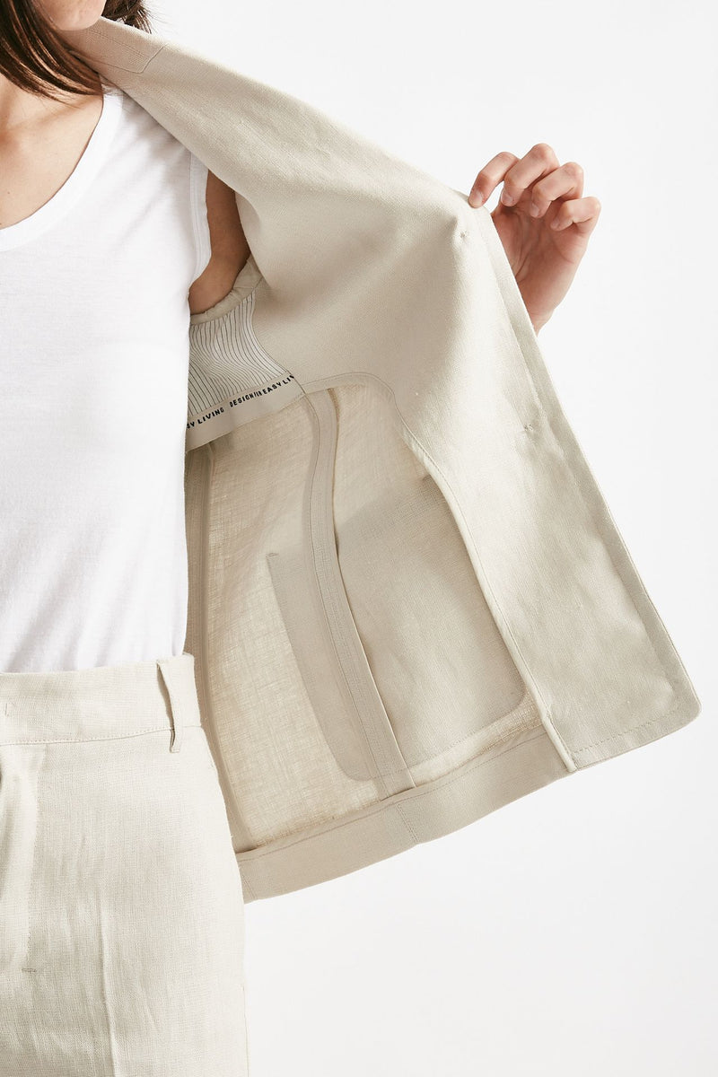 giacca in tela pesante di lino anselmo sabbia women Max mara s - 7