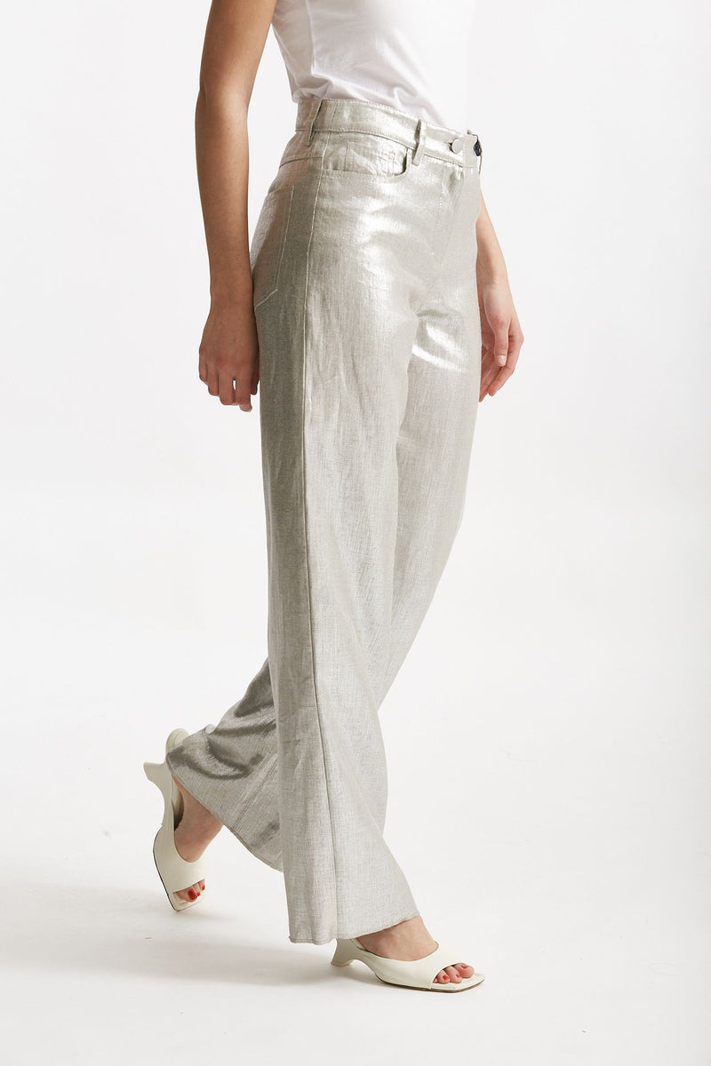 pantalone spalmato malika puro lino finitura argento women Max mara s - 3