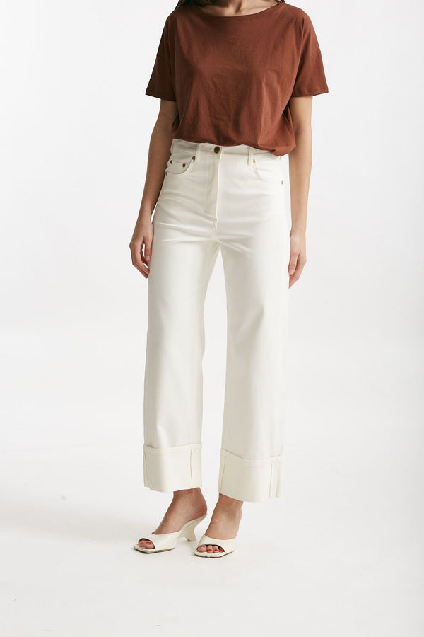 pantalone cervia in bull di cotone stretch bianco women Max mara s