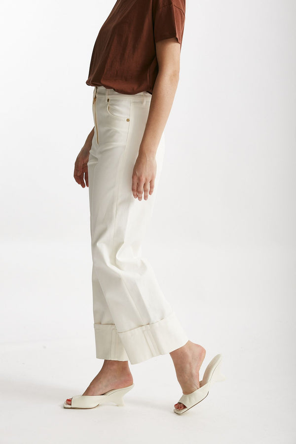 pantalone cervia in bull di cotone stretch bianco women Max mara s