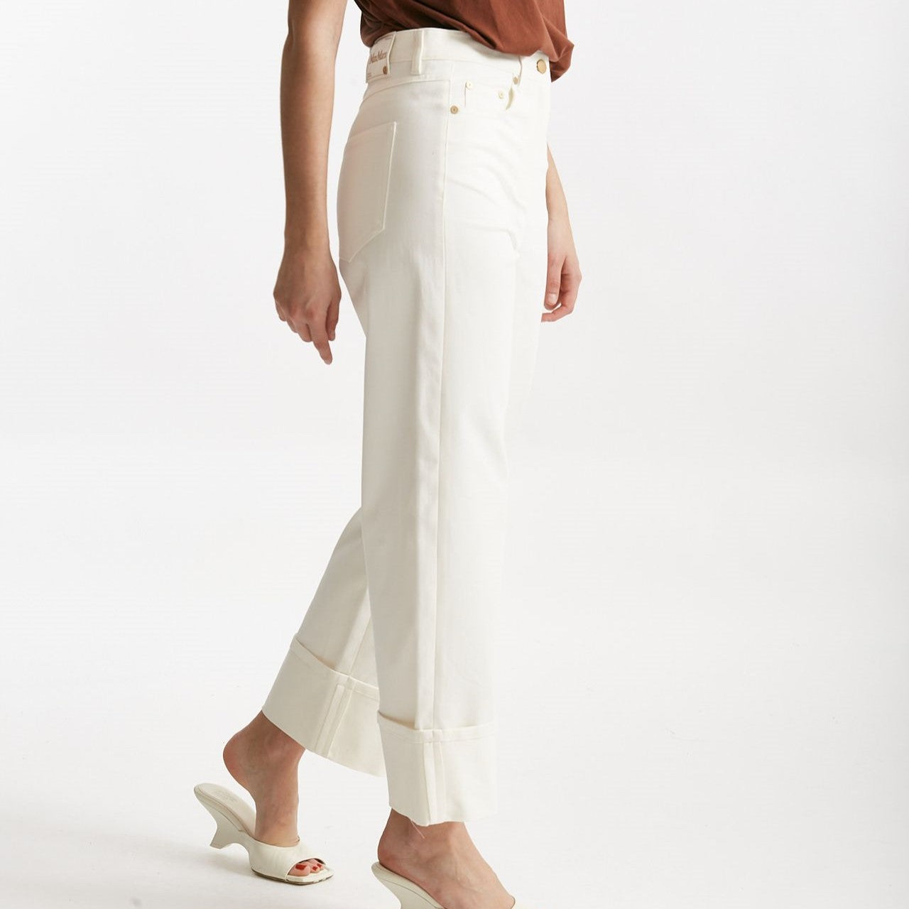 pantalone cervia in bull di cotone stretch bianco women Max mara s - 8