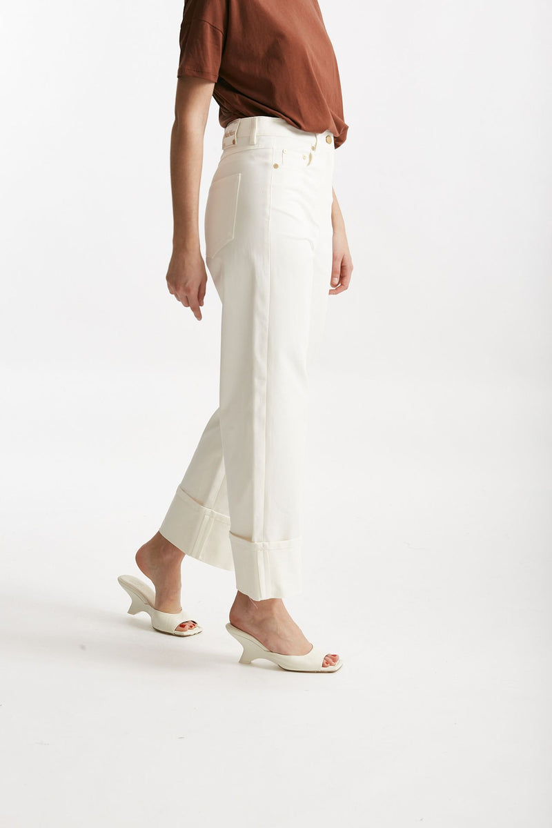 pantalone cervia in bull di cotone stretch bianco women Max mara s - 5
