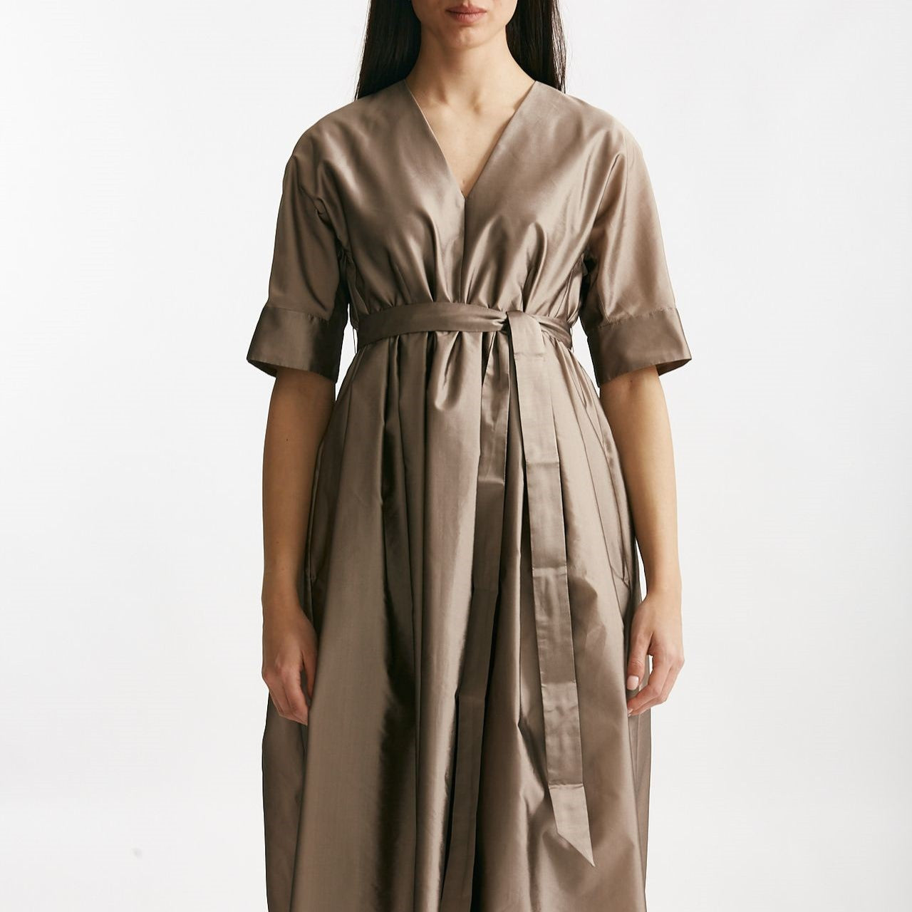 abito in organza di seta tortora women Max mara s - 7