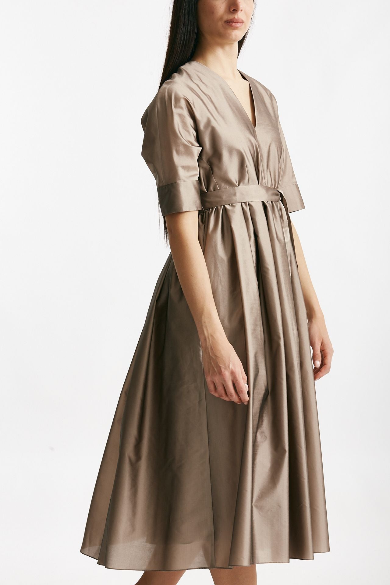 abito in organza di seta tortora women Max mara s - 3