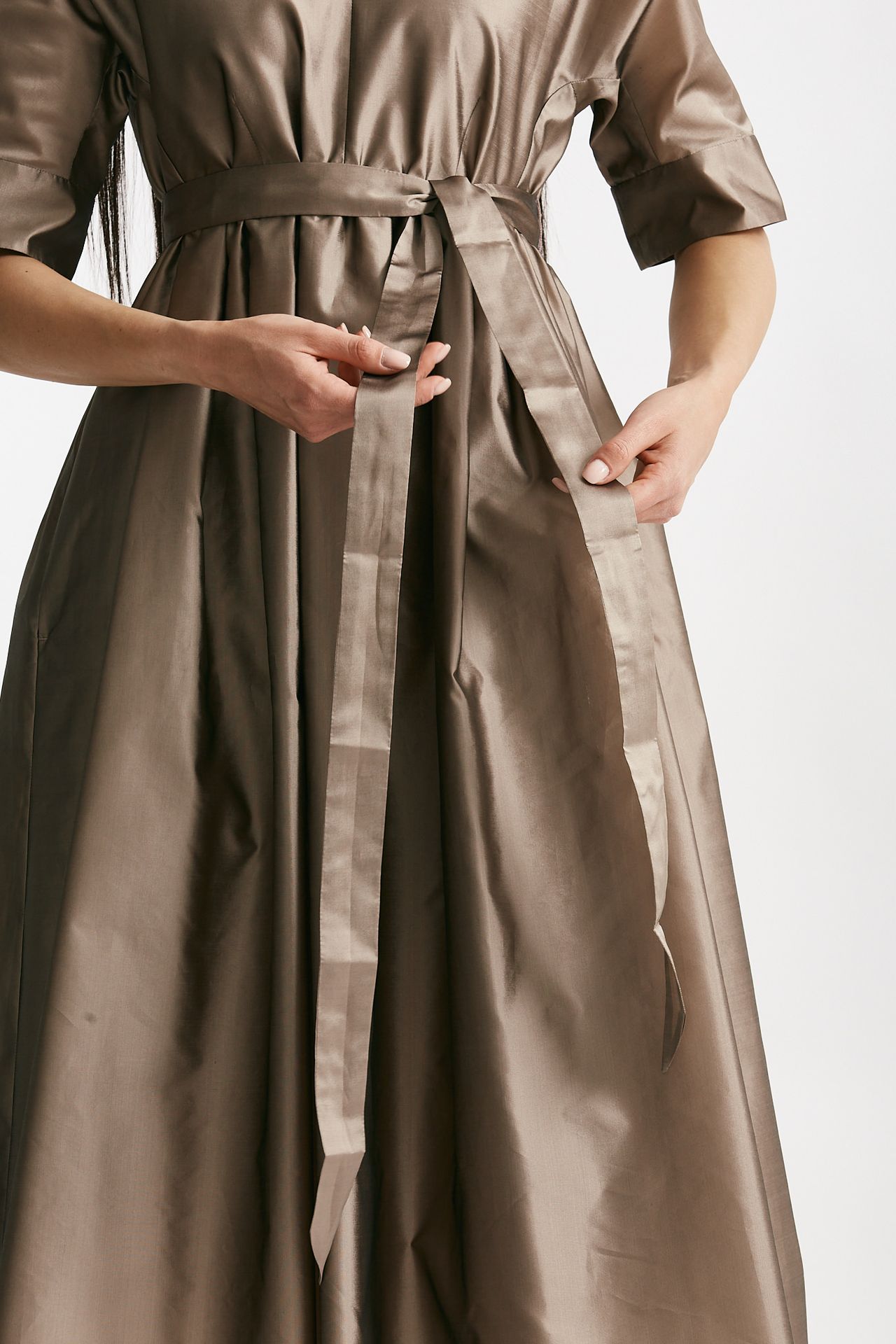 abito in organza di seta tortora women Max mara s - 4