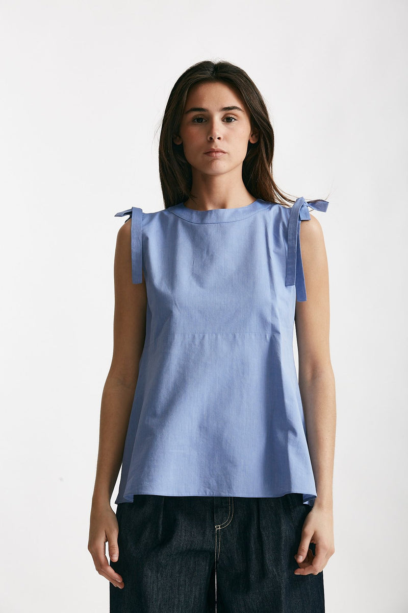 top in tela di cotone eleonora azzurro women Max mara s - 1