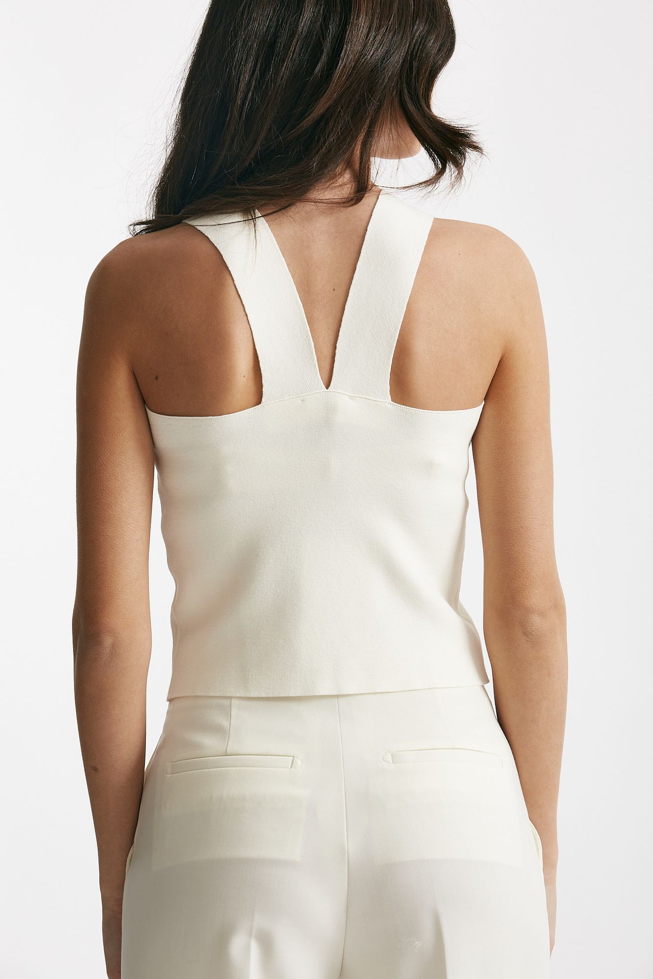top in viscosa bianco women Nude - 3