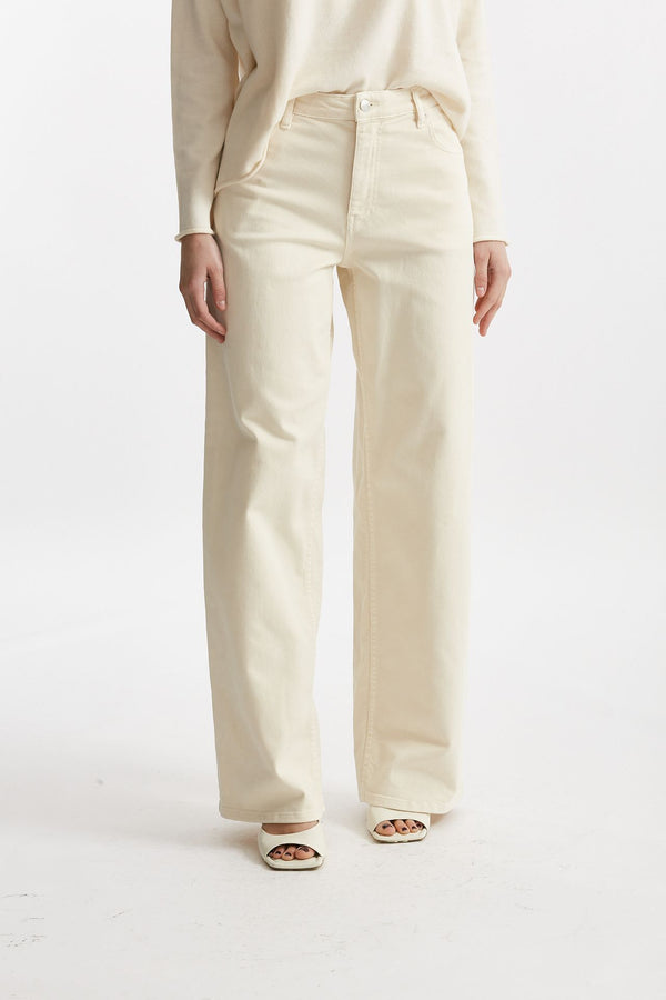 jeans palazzo vita alta panna women Nude